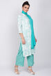 Green Viscose Straight Suit Set image number 3