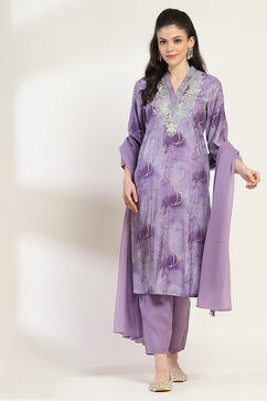 Purple Viscose Blend Straight Set image number 0