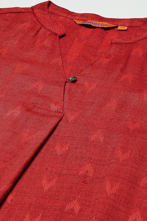 Maroon Polyester Straight Yarndyed Kurta image number 1