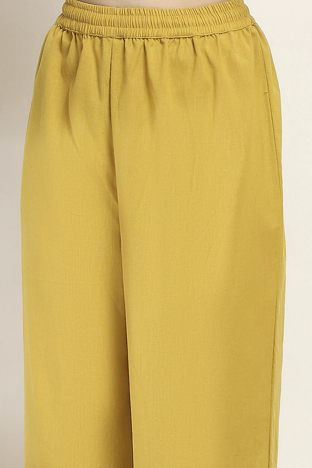 Yellow Cotton Embroidered Straight Kurta Set image number 2