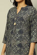 Navy Blue Printed Straight Kurta Pants Co-ord Set image number 1