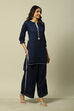 Indigo Viscose Woven Straight Kurta Suit Set image number 5