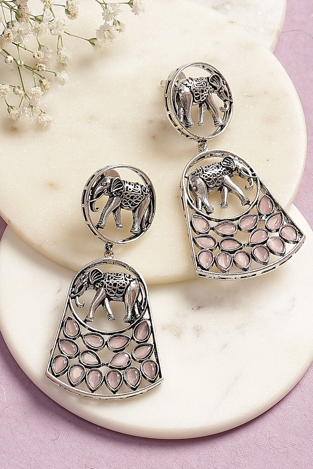 Buy Oxidised Silver Alloy Earrings 1N by Rangriti