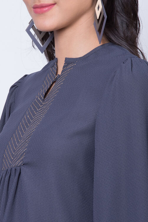 Teal Blue Poly Cotton Straight Top image number 1