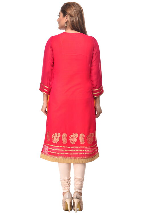 Magenta Straight Chiffon Kurta image number 3