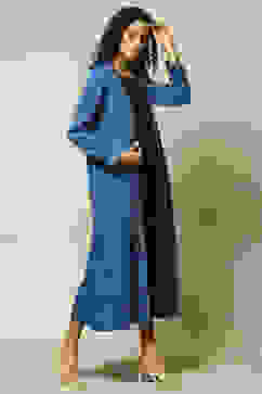 Blue Cotton Blend Printed Dress image number 4