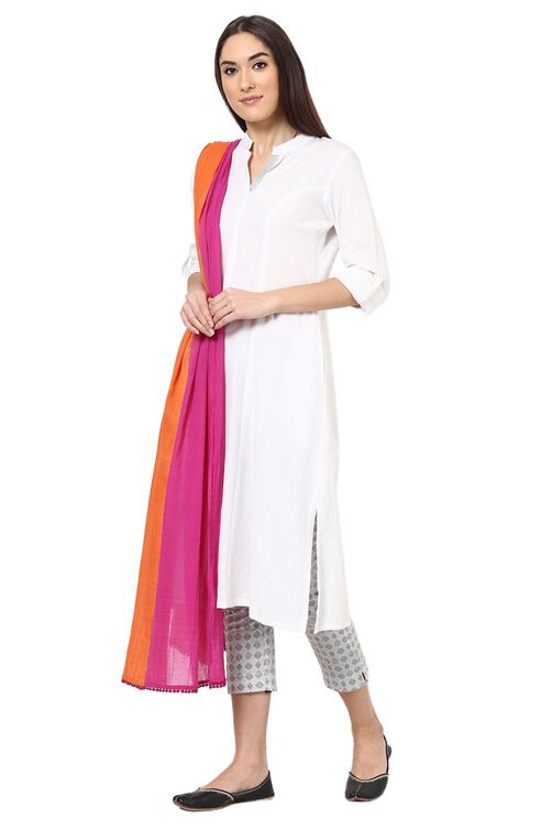 Pink & Orange Cotton Stole image number 2