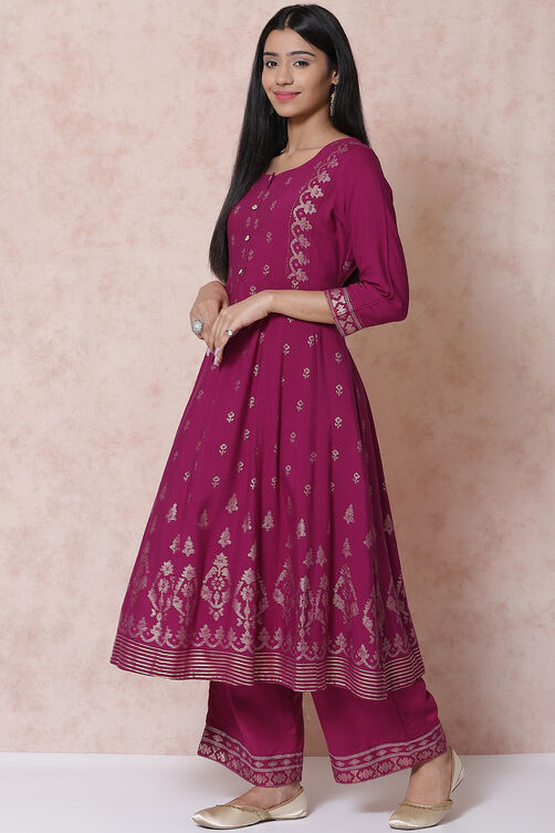 Wine LIVA Kalidar Kurta image number 3