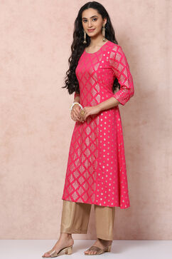 Fuchsia Art Silk A Line Kurta image number 2