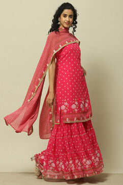 Pink Poly Georgette Straight Suit Set image number 6