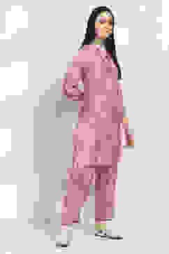 Pink Printed Straight Co-ord Set image number 5