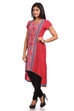 Red Asymmetric Cotton Kurta image number 3