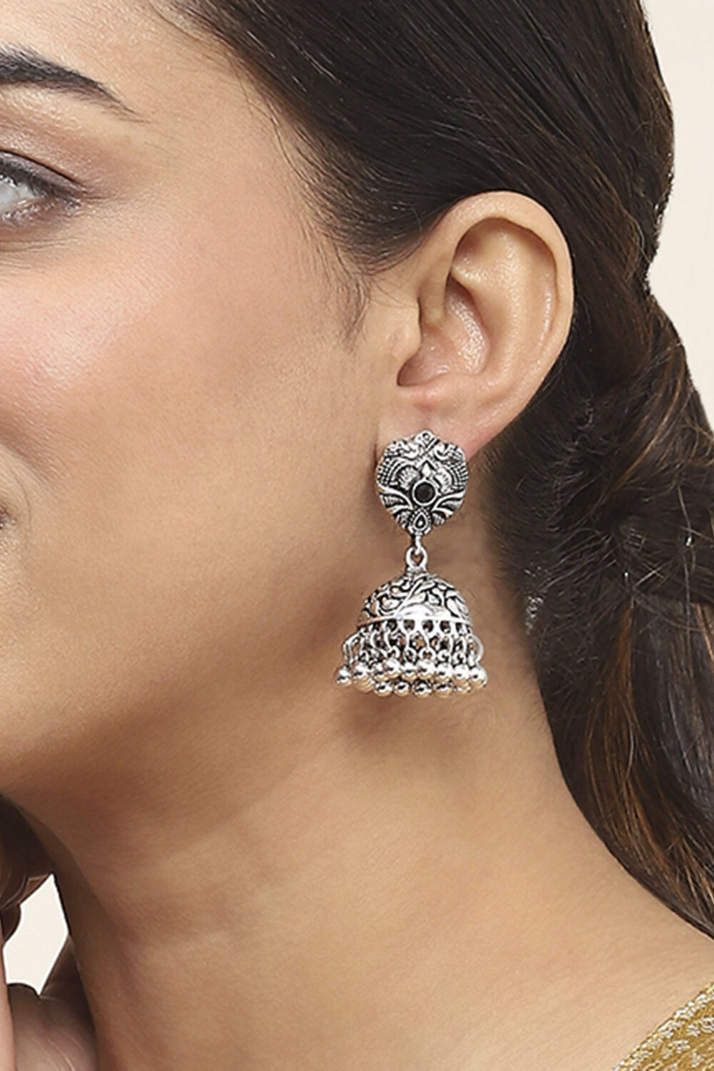 Silver Oxidize Alloy Jhumka image number 1