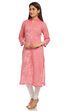 Pink Straight Cotton Kurta image number 3
