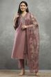 Rose Pink Viscose Blend Solid Straight Kurta Pants Set image number 6