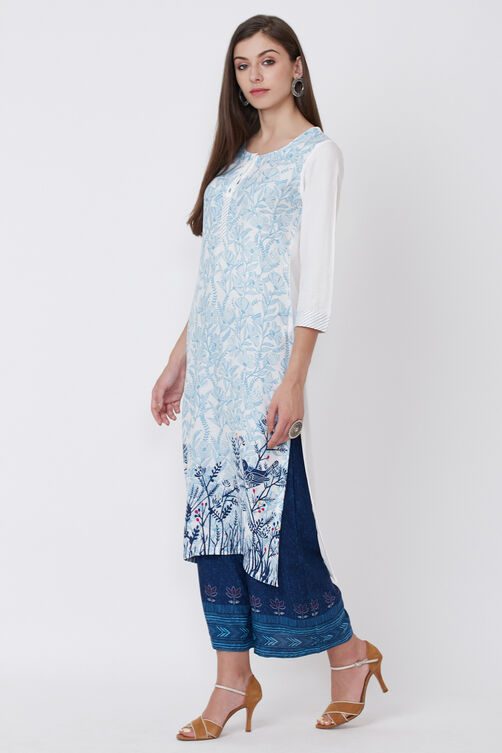 White Viscose Rayon Straight Kurta image number 2