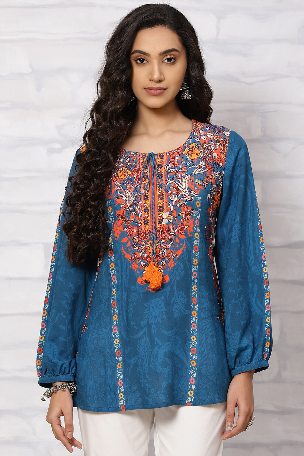 Buy Indigo Viscose Rayon Short Top 1N by Rangriti