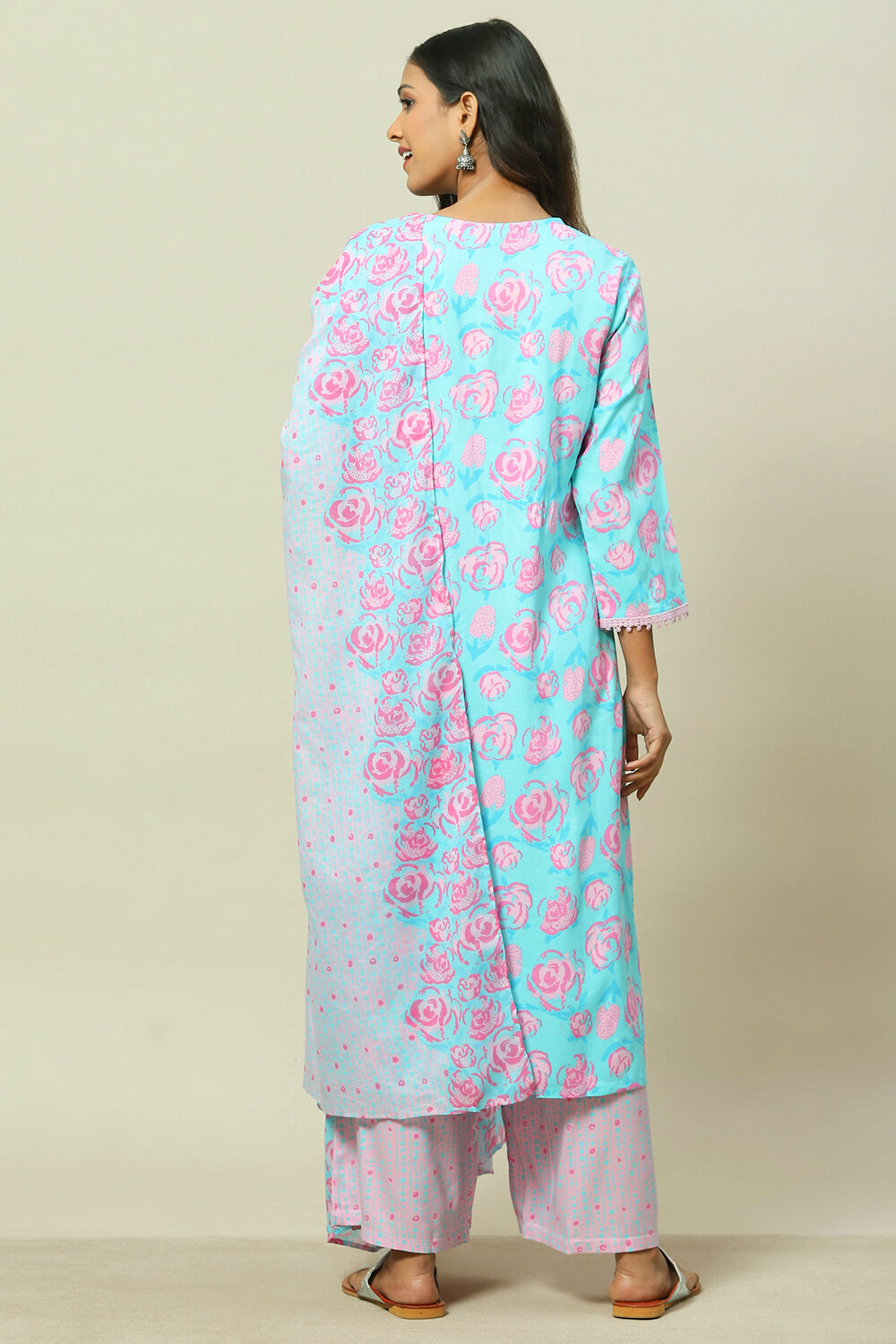 Aqua LIVA Woven Straight Kurta Suit Set image number 4