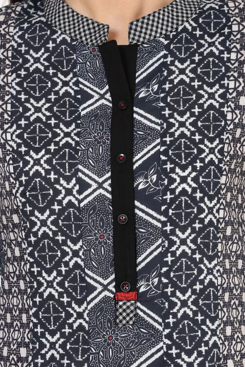 Black Kalidar Cotton Kurta image number 1