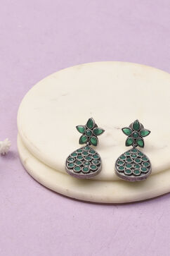 Apple Green Oxidised Alloy Earrings image number 0