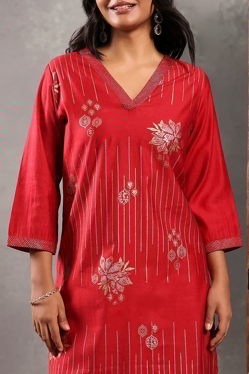 Green Printed Straight Kurta image number 1