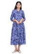 Blue Flared Viscose Rayon Dress image number 0