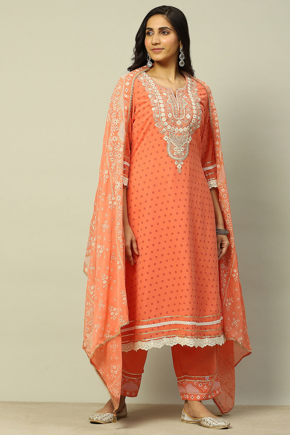 Coral Polyester Straight Suit Set image number 0