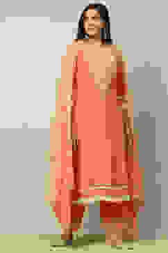 Coral Polyester Straight Suit Set image number 0