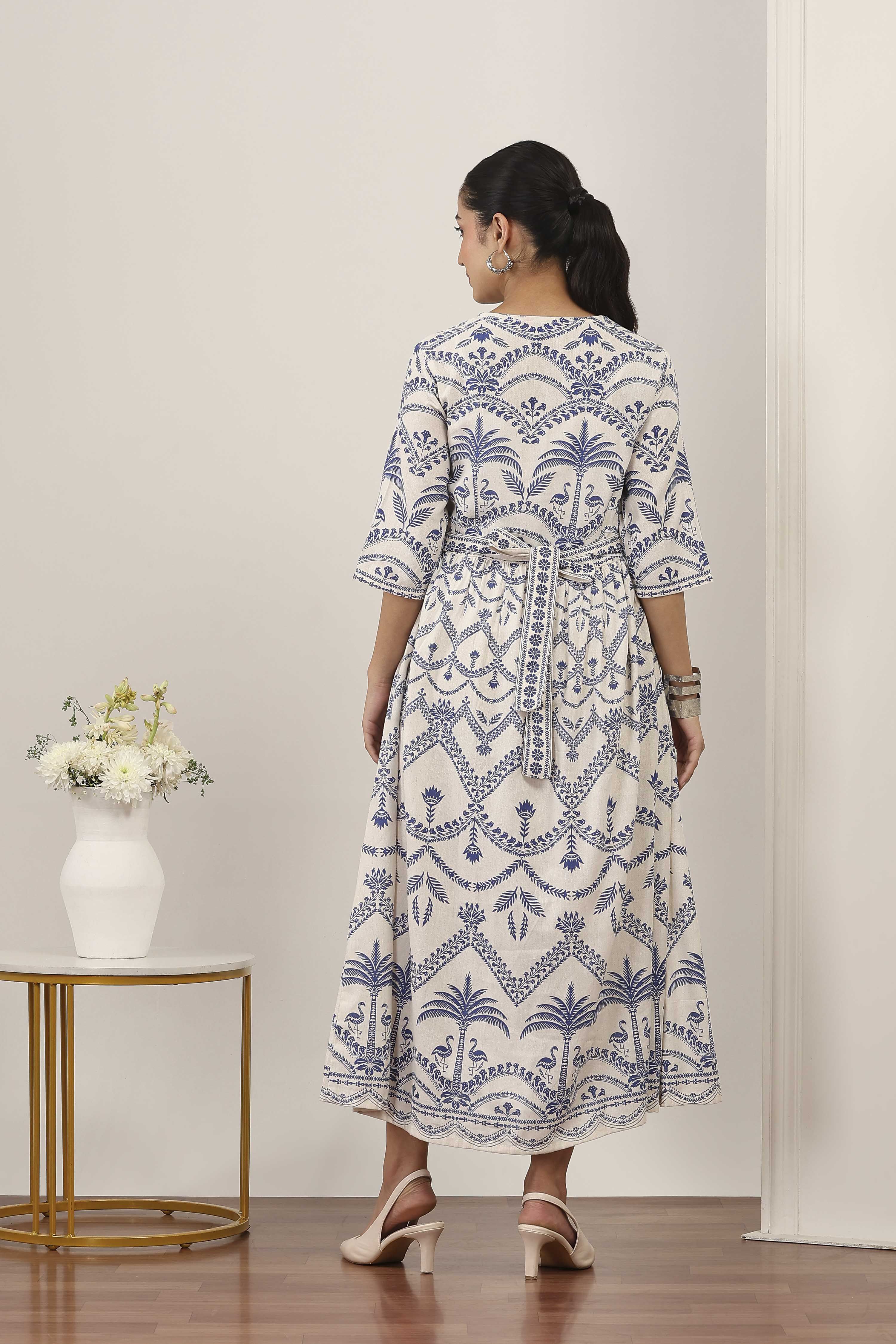 Blue Rayon A-Line Dresses image number 3