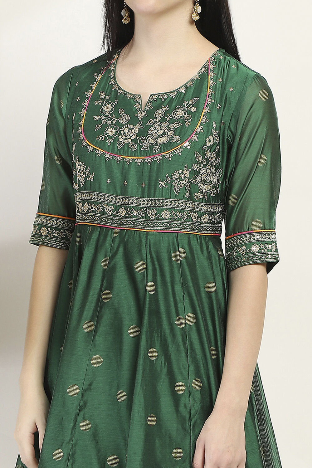 Green Printed Kalidar Suit Set image number 1