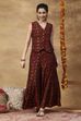 Red Viscose Blend Regular Printed Top Palazzo Set image number 6