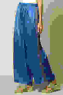 Coblt Blue LIVA Flared Printed Palazzo image number 0