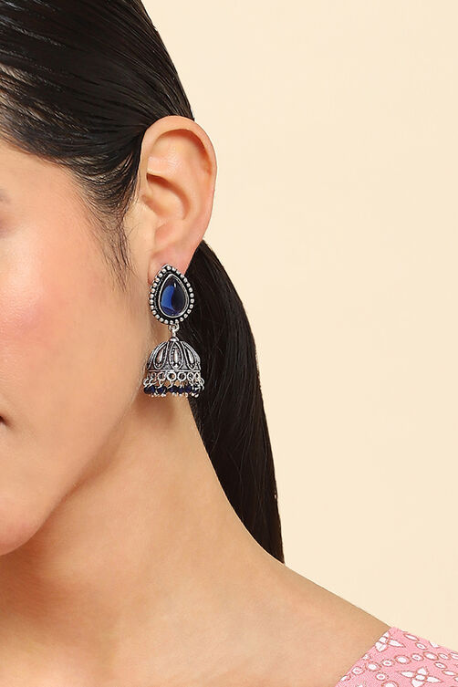 Navy Brass Jhumka image number 1