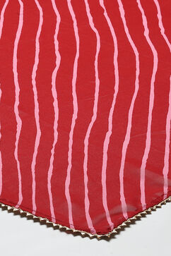 Deep Red Bandhani Straight Kurta & Salwar Suit Set image number 3