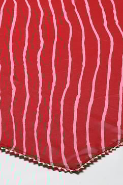 Deep Red Bandhani Straight Kurta & Salwar Suit Set image number 3