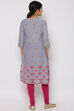 Blue Cotton Straight Kurta image number 4