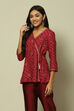 Wine Viscose Straight Printed Top image number 2