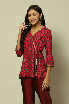 Wine LIVA Straight Printed Top image number 2