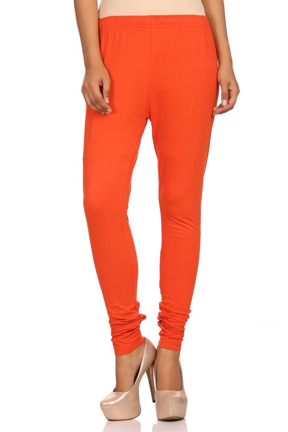 Buy Orange Cotton Leggings 1N by Rangriti