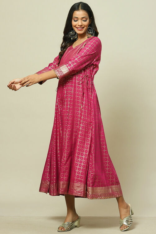 Magenta LIVA Kalidar Dress image number 2