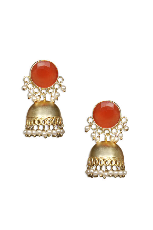 Golden Metal Brass Earrings image number 1
