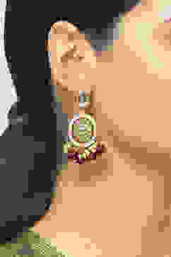 Red Oxidised Alloy Earrings image number 1