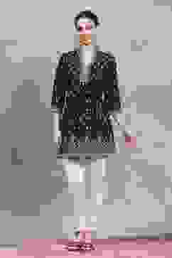 Black Cotton Printed A-Line Top image number 0