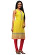 Lime Cotton Straight Kurta image number 2