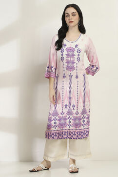 Purple Viscose Rayon Straight Kurta image number 5