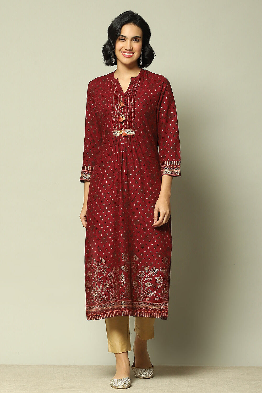 Red Rayon Printed Straight Kurta image number 5