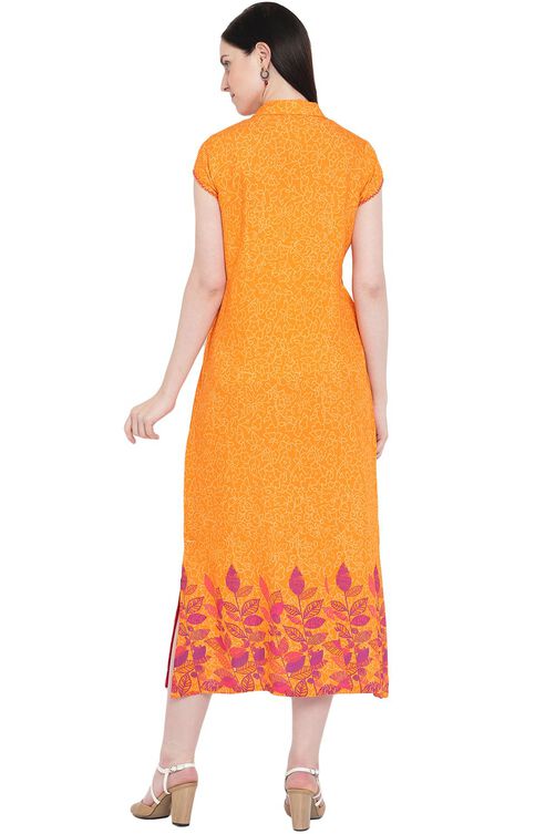 Orange Viscose Straight Kurta image number 4