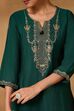 Green Viscose Blend A-Line Solid Suit Set image number 1
