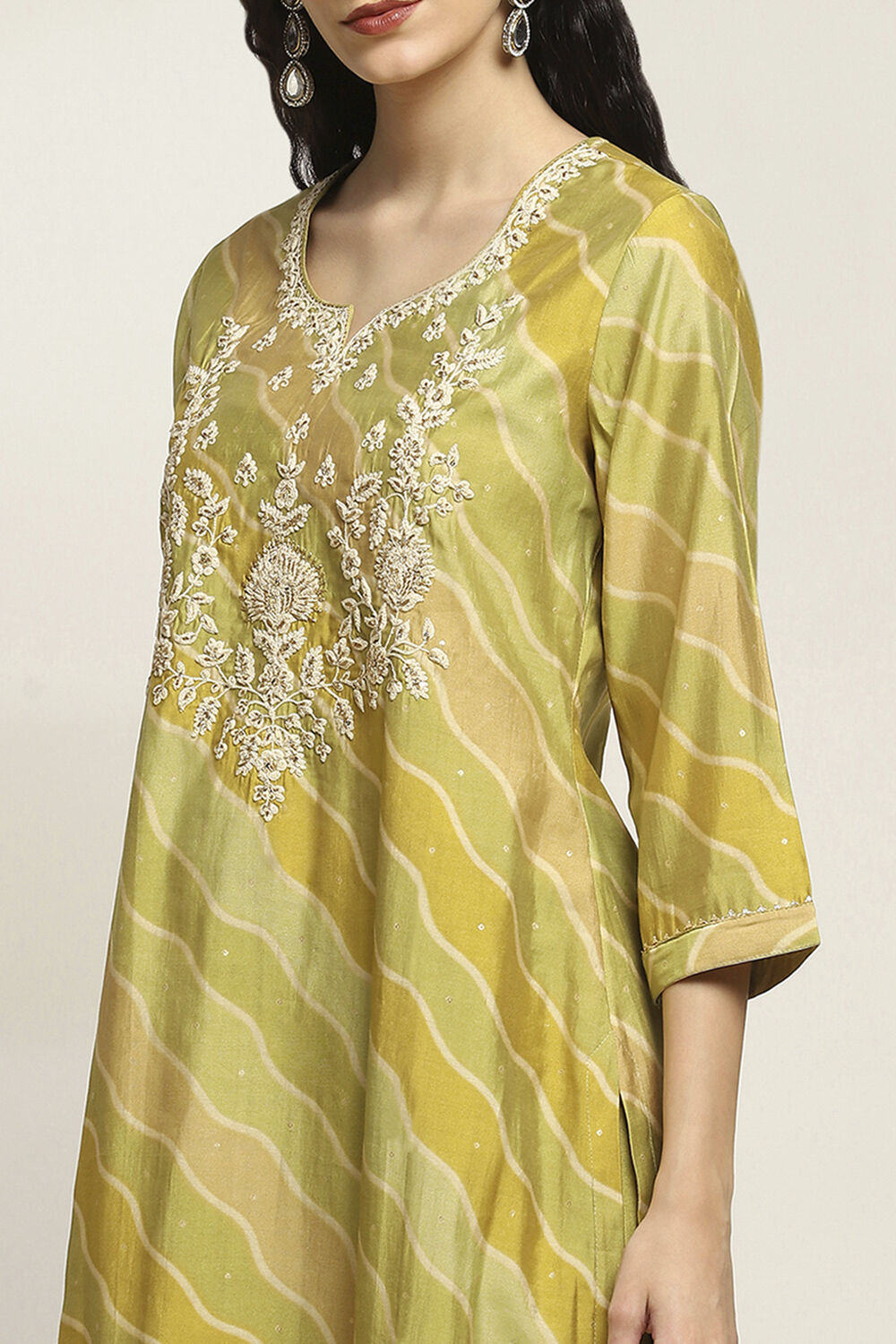 Olive Green Printed Straight Kurta Set image number 1