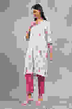 Off-White Printed Straight Kurta image number 2
